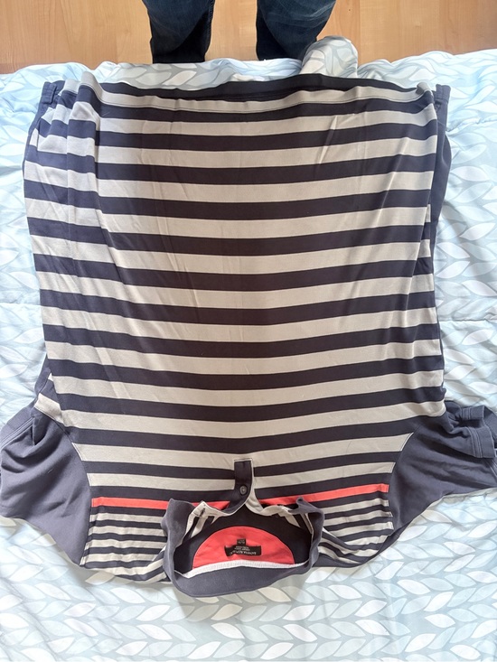 Banana Republic Other - Banana Republic Navy and Light Gray Striped Polo with Red Trim